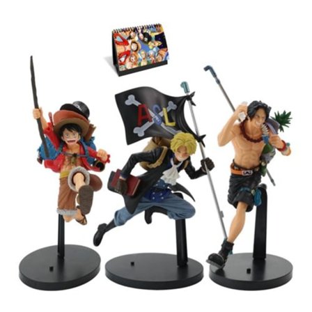 Set med 3 Fina Anime Figurer One Piece Tre Luffy Bröder
