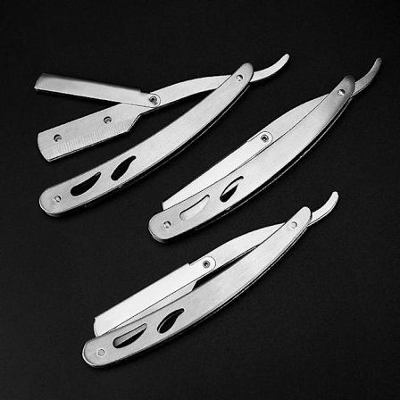 Barberknive Professionel Barberkniv Rustfrit Stål Enkeltægget Blad Barberbarberkniv til Mænd - Traditionel Genanvendelig Barberkniv til Overskæg