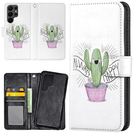 Samsung Galaxy S22 Ultra - Plånboksfodral/Skal Happy Cactus multifärg
