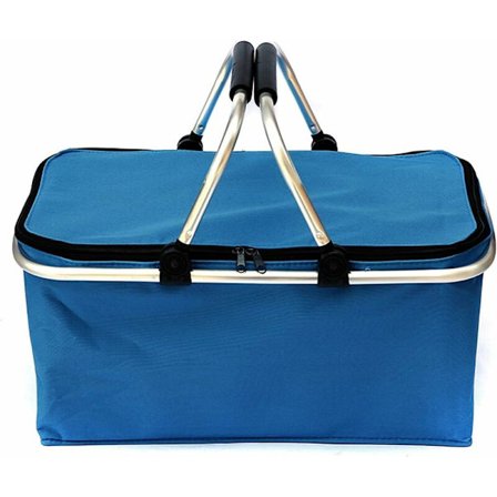 Piknikkurv, sammenleggbar, isolert, svart, blå, rød