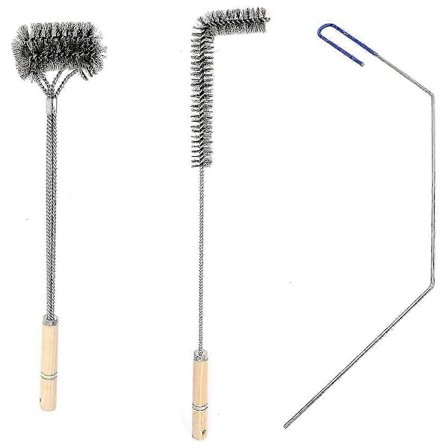 3 stk. Friture Rengøringsværktøj L-formet Børste i Rustfrit Stål til Frituregryde Dyb Rengøring Børste Stang til Restaurant Airfryer-Perfet