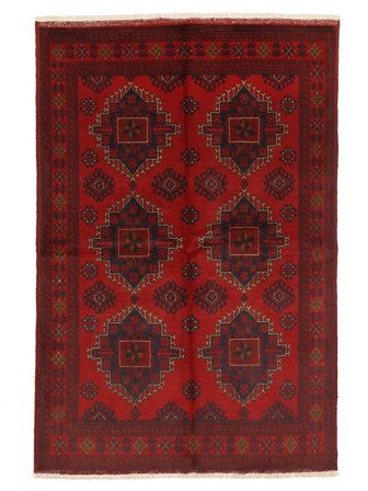 Anudada A Mano Afghan Khal Mohammadi Alfombra 125X190 De Lana Negro/Rojo Oscuro Pequeño
