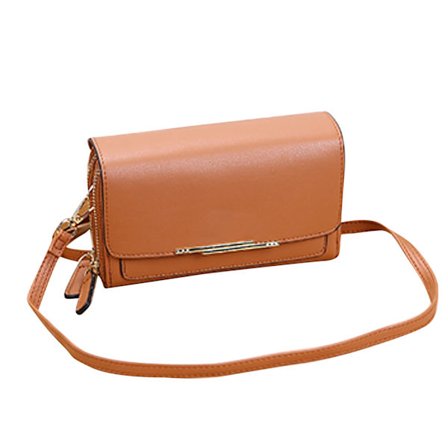 Brun Multifunksjonell Liten Skulderveske Håndveske Stor Kapasitet Dame Mobiltelefonveske Mini Messenger Bag