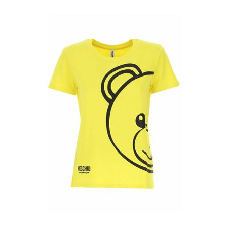 Moschino T shirt logo Bear ZUA E21Mo04 , Geel , Dames , Maat: S