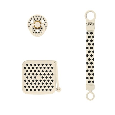 BIBS Gift Set Polka Soothe & Go Ivory / Black Latex Size 2, Børn & Forældre, Sutter, Natursutter