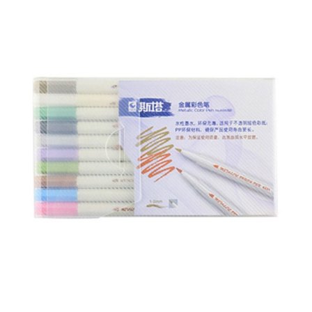 Farvede tusser, metalliske markere, pensel