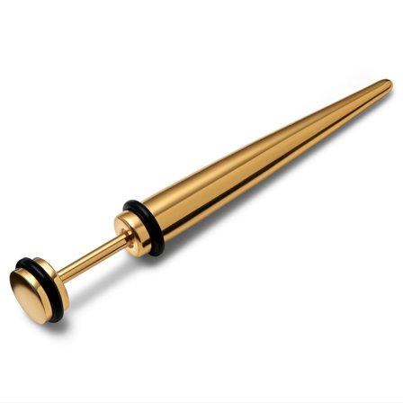 Satago | Pendiente falso taper dorado de 6 mm para hombres - Dilatadores falsos