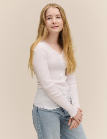 Rosemunde Kids Rkbalta Ls Regular Lace Cardigan - White - 128