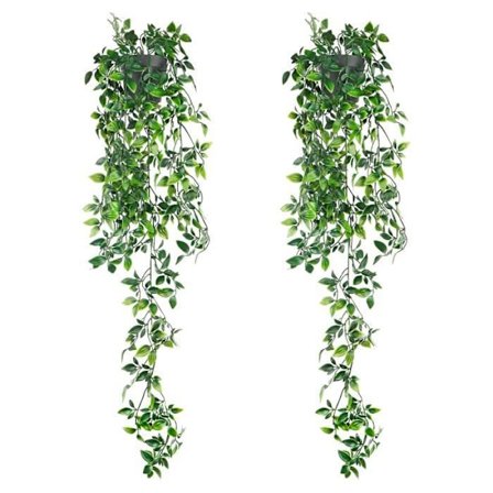 2 stk. 80 cm kunstig hengeplante med potte, kunstig eføy falsk plante for feiring, kjøkken, hage, kontor