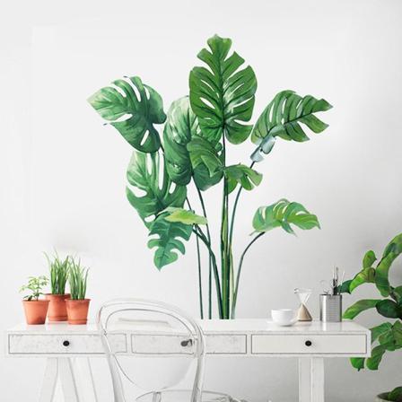 Stora tropiska gröna blad Väggdekor Hemrumsdekor Palm 1 set