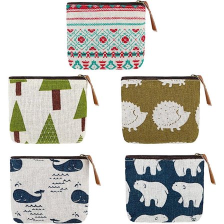 Punge - 5 Mini Lærredstasker - Makeup Taske