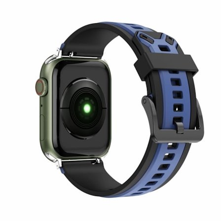 Apple Watch (45 mm) klockarmband i silikon med färgskarv - Midnattsblå / Svart