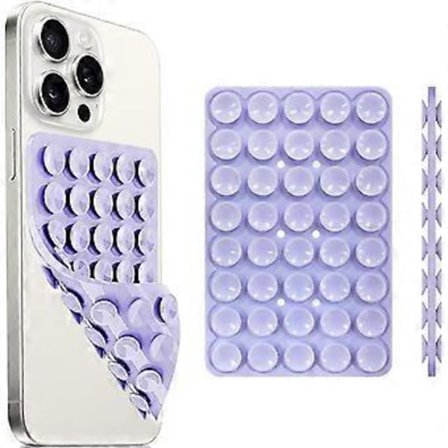 Silikon Sugekopp Telefondeksel Feste Dobbeltsidig, Telefontilbehør Håndfri Sterkt Grep Holder for Selfies og Videoer (Lys Lilla)