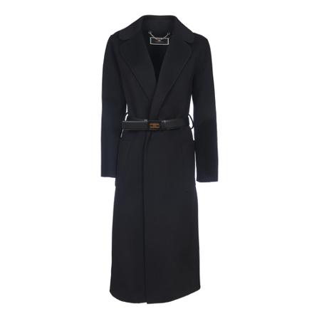 Elisabetta Franchi, Belted Coat Zwart, Dames, Maat:XS