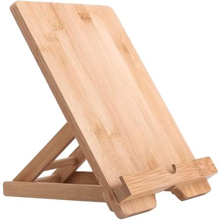 Bambutabletti ja matkapuhelinteline työpöydälle, iPhonelle, iPadille, tableteille ja kaikille puhelimille (koko B)