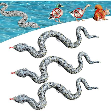 3 stk. oppustelige slanger til pool for at holde fugle væk, flydende slanger til pool med pumpe, falsk slangeballon poolforsyninger Prank rekvisitter