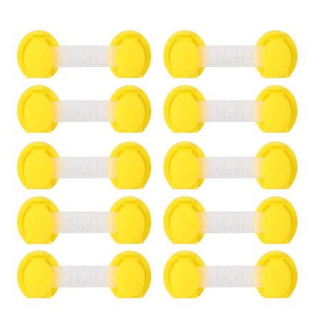 10 stk 10 cm Gule Barnesikringsskap Stroppelåser Barnesikre Møbler Kjøleskapslåser