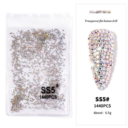 Nail Art Bottenborr Transparent AB Diamant DIY Dekorationer Guld Botten Silver Botten SS5AB(1.8)1440