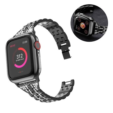 Apple Watch Series 5 44mm hållbar rhombus klockarmband - svart