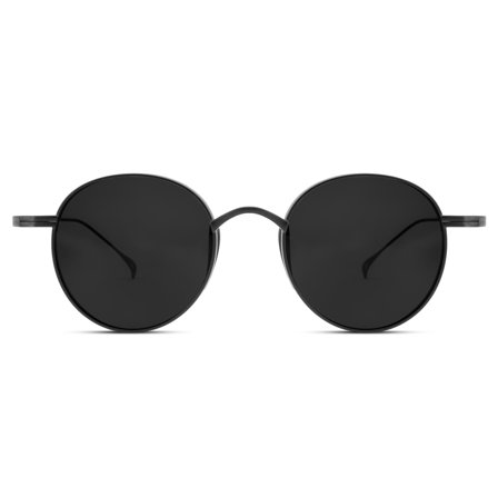 Occasus | Gafas de sol polarizadas redondas de titanio negras para hombres - Gafas de sol polarizadas