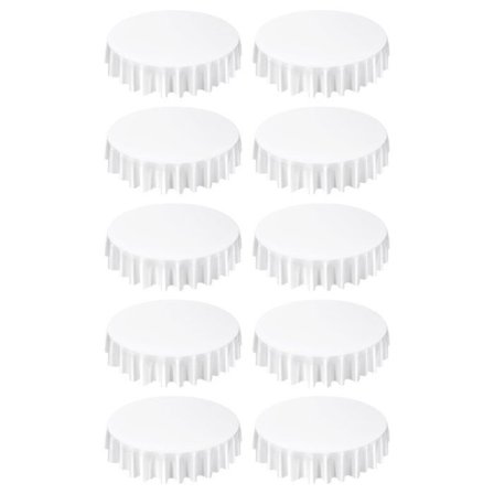 Rund Vit Duk i Polyester-Duoku-2286 mm-Fläckresistent och Foldsäker-Maskintvättbar-Set om 10