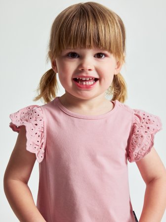 Polarn O. Pyret - Top with lace sleeves - 92 - Childrenswear - pink