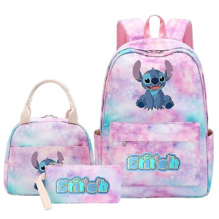 Stitch Reppusetti 3 kpl Monitaskuinen Rento Matka Koululaukku Teineille Korkealaatuiset Mochilat, Ihanteellinen Naisille Ja Miehille