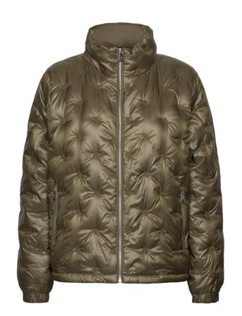 Logo Quilted Funnelneck Down Coat Vuorillinen Takki Topattu Takki Green Lauren Ralph Lauren