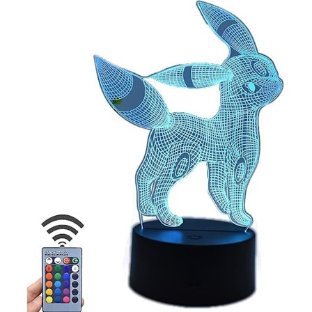 3D Illusions Umbreon Nattlys, LED Bordlampe, Hjemmedekor, Berørings-/Fjernkontroll USB/Batteridrevet, Barneromssovelys Juledekor