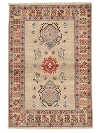 Handknuten Kazak Fine 94X139 Ullmatta Brun/Orange Liten