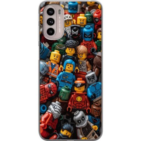 Kompatibel Mobilcover til Motorola Motorola Moto G41 Farverig samling af byggefigurer og mini-figurer i livlig mix legende design perfekt til fans af
