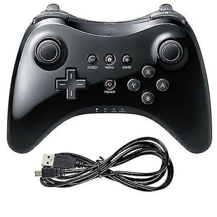 Wii U Controller, Genopladelig Bluetooth Dobbelt Analog Controller Gamepad Til Wii U Pro Controller Med USB Opladningskabel Ty