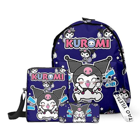 Kuromi Mymelody Suurikokoinen Reppu, Olkalaukku, Penaali, Kolmiosainen Setti, Sarjakuvareppu, Koululaukku Teini-ikäisille, Ala- ja Yläkouluun