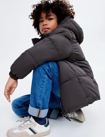 Mango Hood Puffer Coat - Black - 6