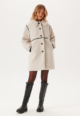 ONLY - Onlrubi Shearling Coat - Pumice Stone - Kläder - - Bubbleroom
