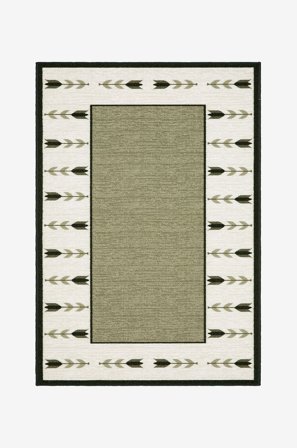 KM Home - Gummieret tæppe Tulpan - Grøn - Fladvævede tæpper - 80X300 - Fra Homeroom