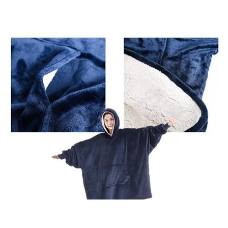Snuggie Oversized Hoodie Filt med Luva Blå