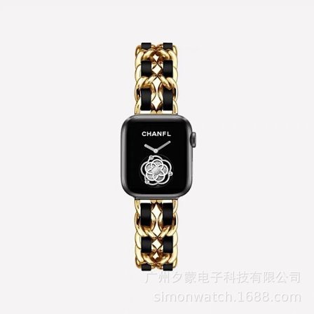 Klockarmband för Apple Watch iWatch 38/40/41mm guld och svart rep