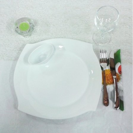 Porcelænsservice - Spiraltallerken og dipskåle - VM22 - 8 dele