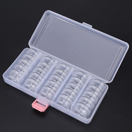 Kirkkaat Muoviset Pienet Pyöreät Säilytyspurkit Koruille Helmillä - 25 kpl