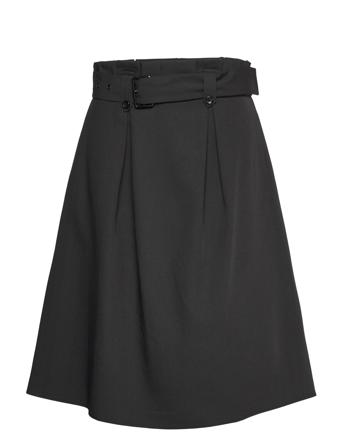 Skirt With Paperbag Detail Knelangt Skjørt Svart Coster Copenhagen