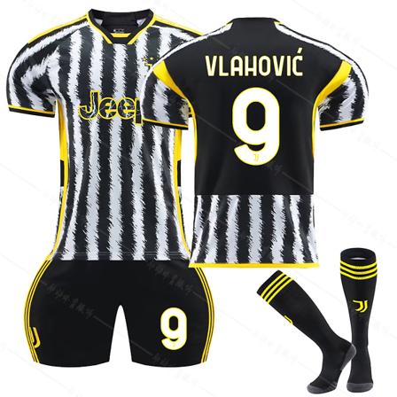 23/24 Ny sesong Hjem Juventus F.C. VLAHOVIC Nr 9 Barn Jersey-pakke Barn-22