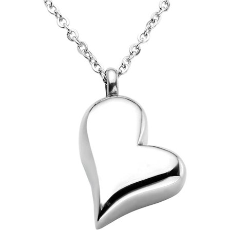 Halsband med hjärtformad urna i rostfritt stål för kremering av aska