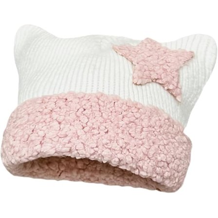 Kattehue Y2k Beanie Stjerne Patch Hæklet Strikket Hue Y2k Tilbehør Kawaii Koreansk Gyaru Tøj
