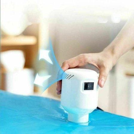 Elektrisk vakuumpumpe til opbevaring af tøj derhjemme og på farten, giver optimal forsegling til opbevaringsposer.