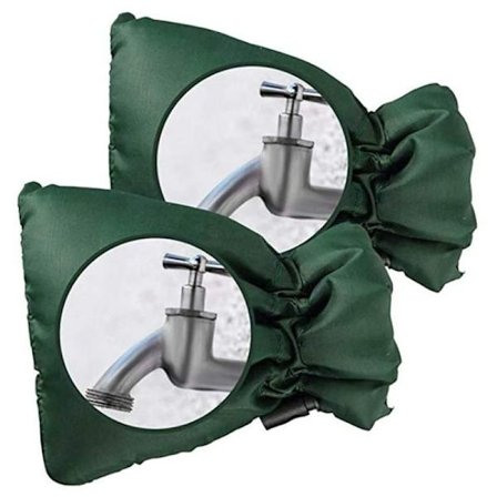 2-pak komfortable kranbeskyttere for å beskytte utekranen din, tykk utekranbeskyttelse mot frost - Grønn