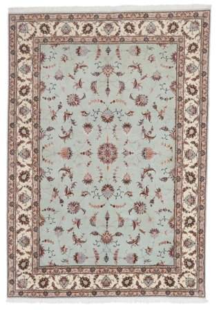 168X241 Tapis D'orient Tabriz 60 Raj Chaîne De Soie Gris Clair/Marron (Laine, Perse)