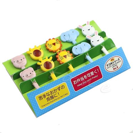 Sööt eläinten hedelmähaarukat 10 kpl Piirretty eläintarha Bento-laatikot Banaani Appelsiini (FMY)