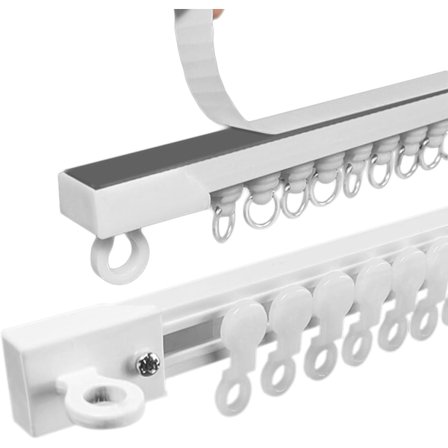 *Nano gardinskinne selvklæbende gardinskinner, 1m 1,2m 1,4m 1,5m 1,8m loft- eller vægmonteret skinnesystem, stilhed (Farve: Væg, Størrelse: 3,6m(