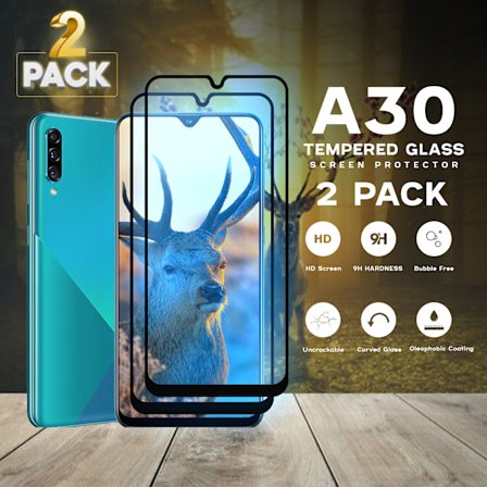 2-PaCK Samsung Galaxy A30 - Härdat Glas 9H-Super Kvalitet 3D